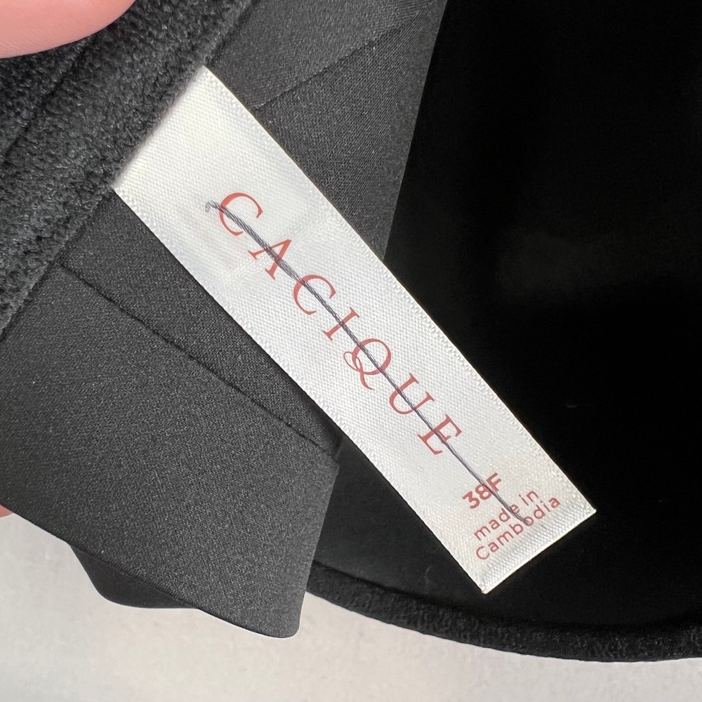 Cacique Totally Smooth Lightly Lined Full Coverage Bra Black 38F - Picture 5 of 10